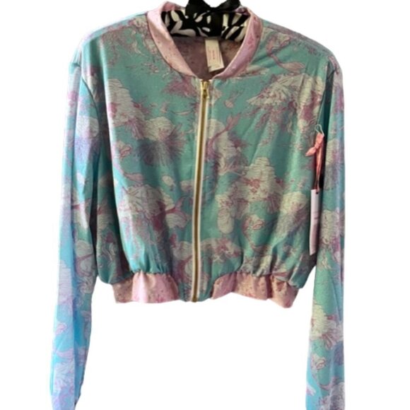 LoveShackFancy X Hurley NWT "Under the Sea" Lurex Mermaid Bomber Jacket Large - Picture 6 of 16
